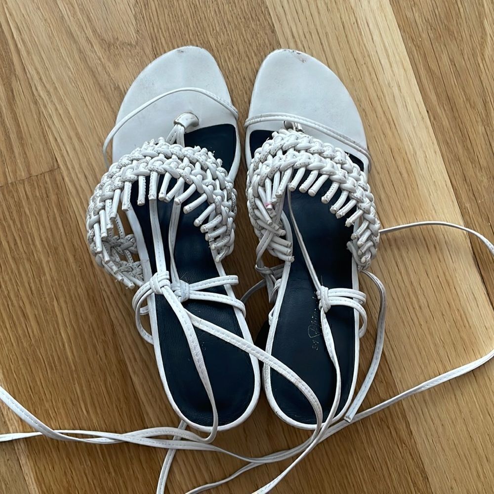 Philip Lim white Lacey block heels 8.5
